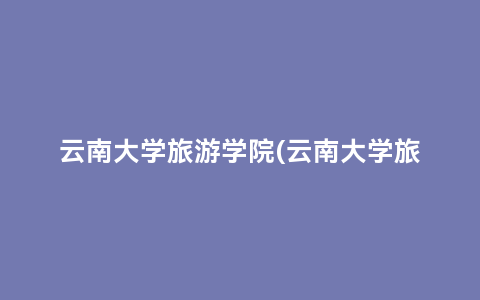 云南大学旅游学院(云南大学旅游学院教务管理系统)缩略图